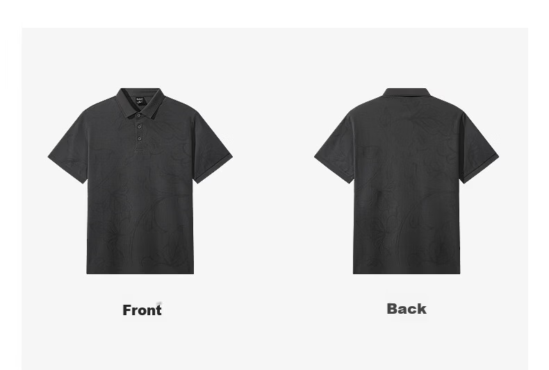 CABBEEN 200G Sorona Cooling Pique Polo Shirt Men Same Color Tone Dark Floral Pattern 2026 Summer Short Sleeve T-Shirt 22