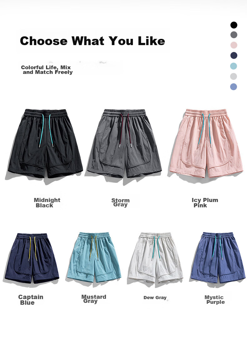 Wassup Sohot Minimalist Workwear Shorts Men's Summer Japanese Outdoor Beach Solid Color Five-Point Casual Pants Dark Night Black XL 6