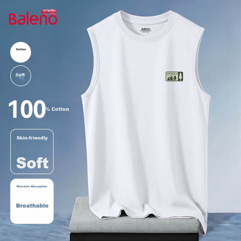 Baleno Heavyweight Pure Cotton Vest Men 2026 Summer New Moisture-Wicking Breathable Refreshing Sleeveless T-Shirt Men's Sports Tank Top 22