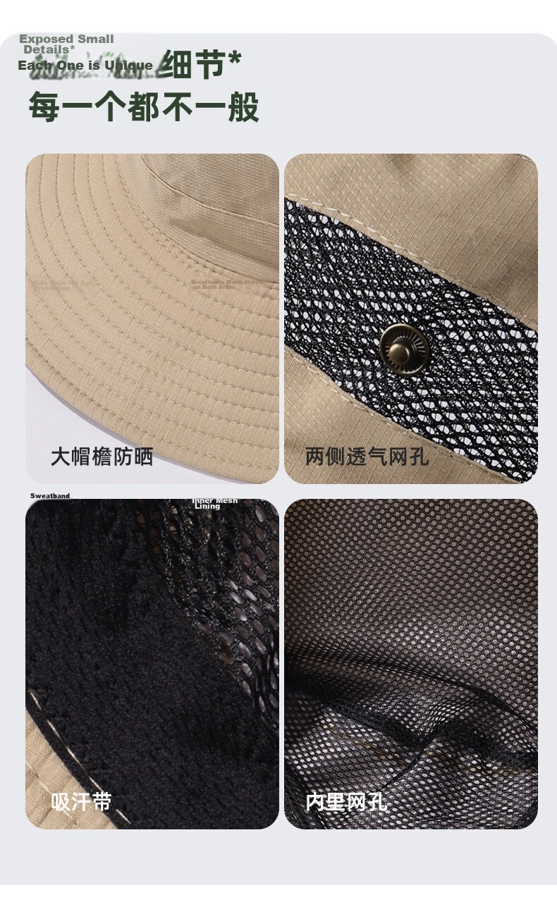 JEEP Men's Summer Sunshade Hat Outdoor Sun Protection Cap for Middle-aged and Elderly Dad Grandpa Travel Fisherman Hat 11