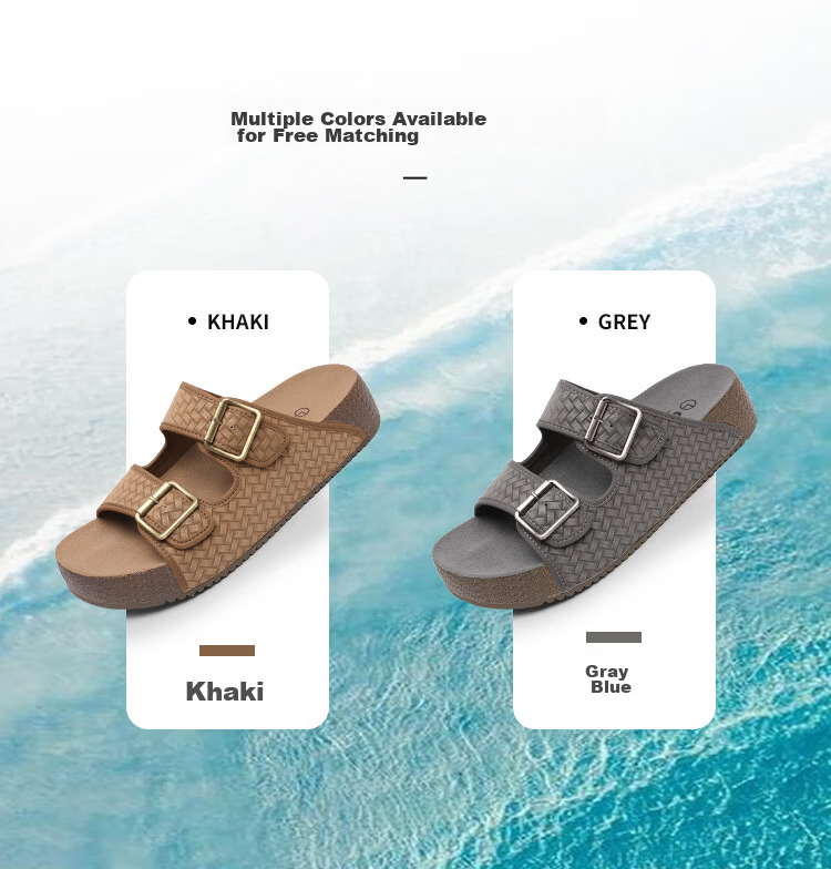 Goldlion Men's Shoes Summer 2026 New Woven Texture Lightweight Cushioning Durable Casual Slippers G597620152THF Tan Size 42 10