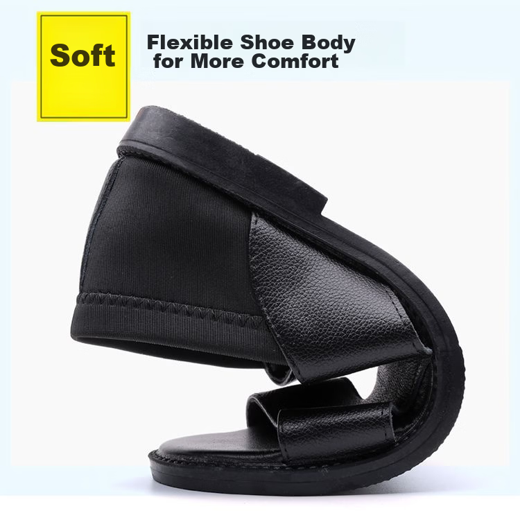 Jingzhenlianggong Men's Summer Sandals Dual-use Slippers Non-slip Soft Sole Beach Shoes Black [Leather Texture] Size 38 10
