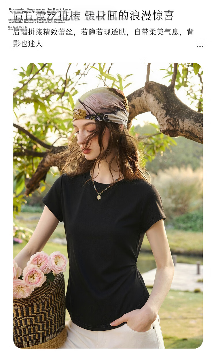 Olrain Eurielle New Summer Slim Fit Waist Round Neck Casual Cotton Knit Short Sleeve T-Shirt for Women Gray M 4
