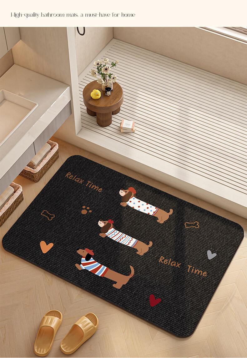 Chuangmaishi Bathroom Mat Absorbent Non-Slip Bath Mat Toilet Entrance Quick-Dry 40*60cm 11