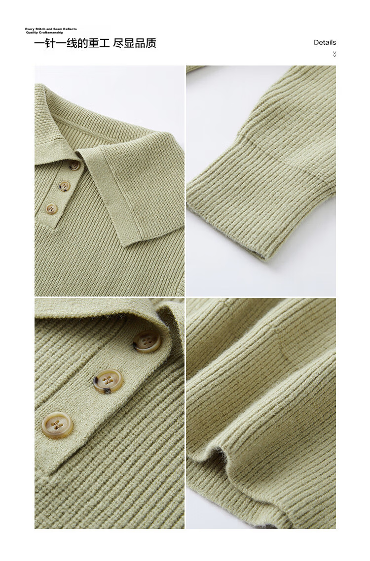 MT Vintage Maillard Tone Autumn American Retro Lapel Casual Knit Sweater 27