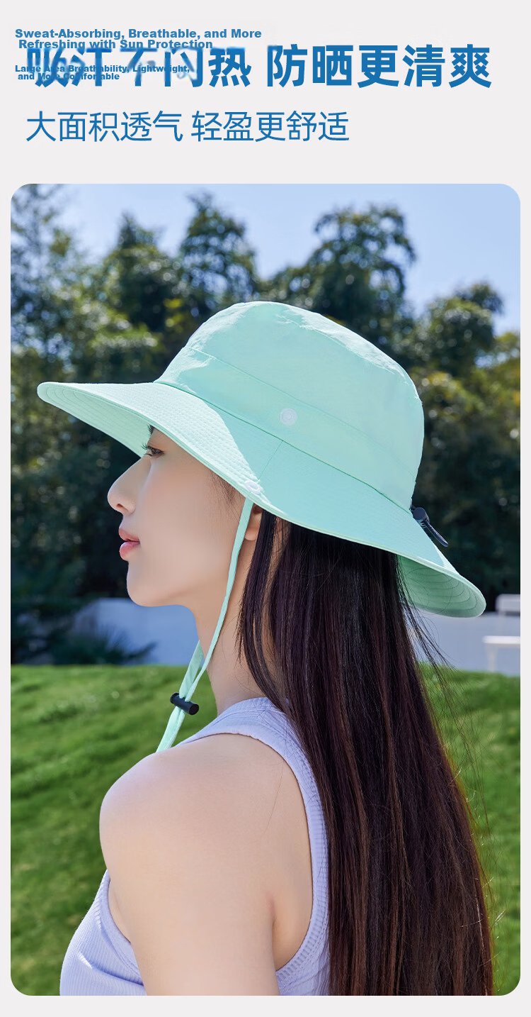 Romon Women's Sun Protection Hat UV Shield Large Brim Quick-Dry Sunshade Open-Top Bucket Hat with Strap 3