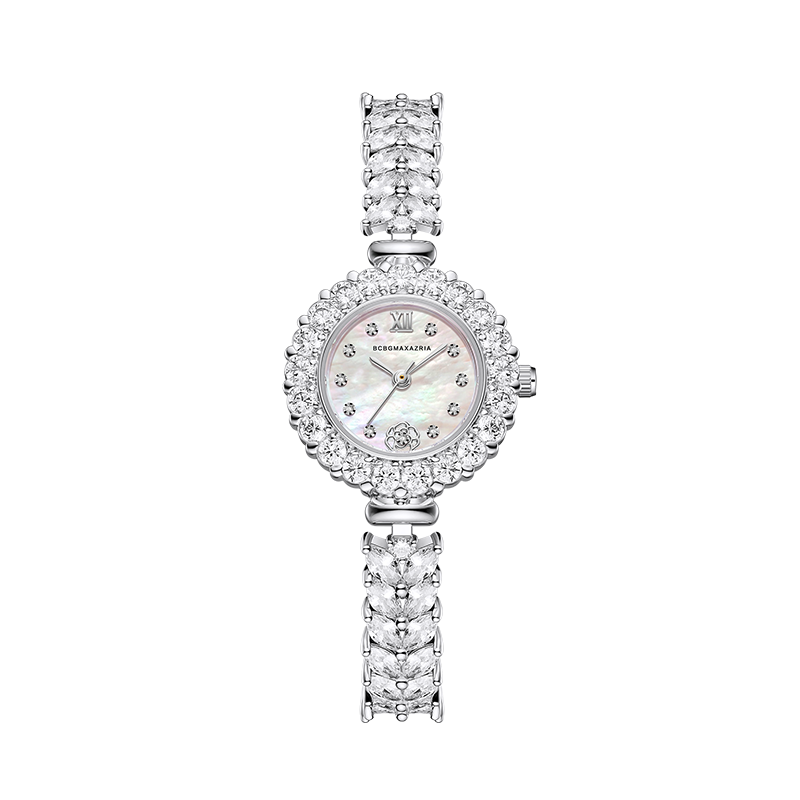 BCBG Max Azria, Qixi Gift Watch for Women, Camellia Mermaid Watch, Full Diamond Light Luxury Birthday Gift Watch for Wome