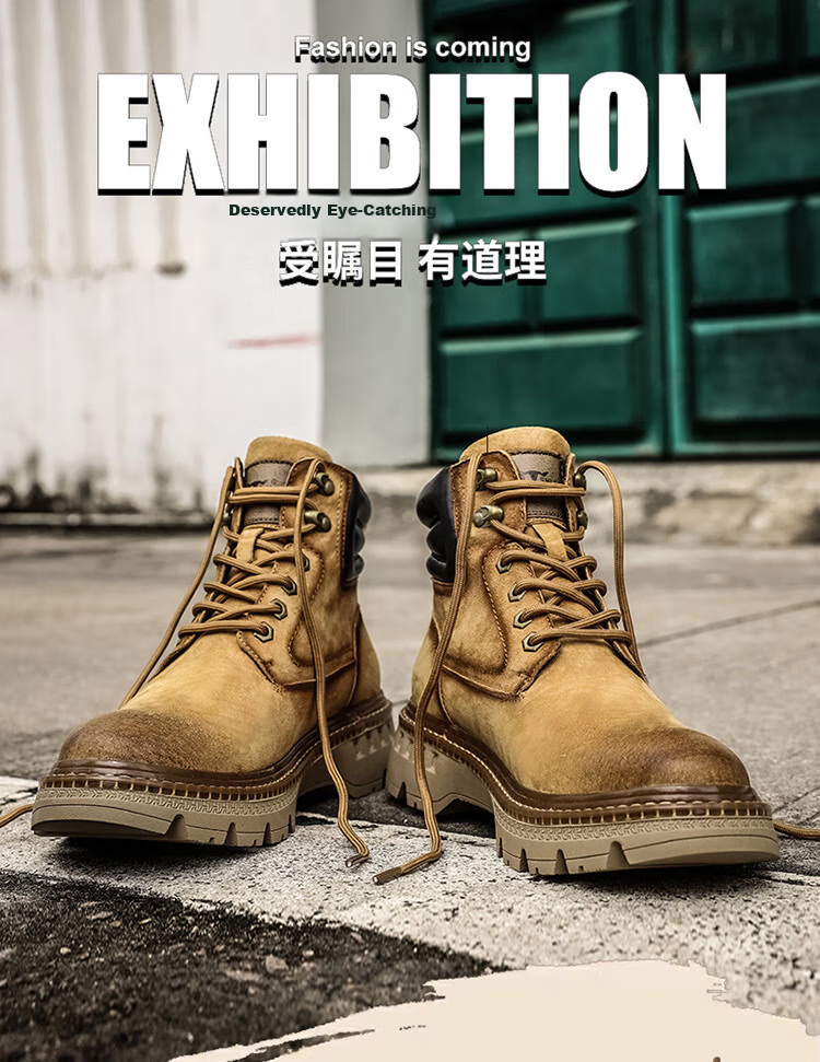 Bull Family Martin Boots Men Autumn Winter New Genuine Leather Yellow Boots Fashion Retro Versatile Work Boots Outdoor Hiking Shoes 2