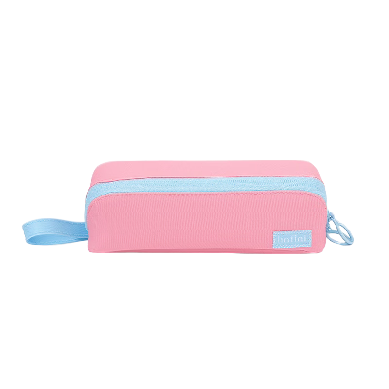 Deli Inner and Outer Dirt-Resistant Student Pencil Case Fashionable High-Value Simple Large Capacity Flat-Spread Stationery Storage Bag Portable Handheld Pencil Box Pink Gift for Boys and Girls