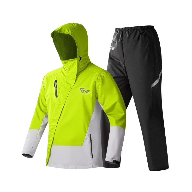 TKNE Electric Motorcycle Raincoat Delivery Rider Two-Piece Waterproof Rain Poncho Motorbike Anti-Rain Suit Green S