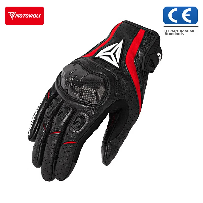 MOTOWOLF Motorcycle Summer Riding Gloves All-Season Universal Anti-Fall Breathable Carbon Fiber Protective Motorbike Gear for Men and Women