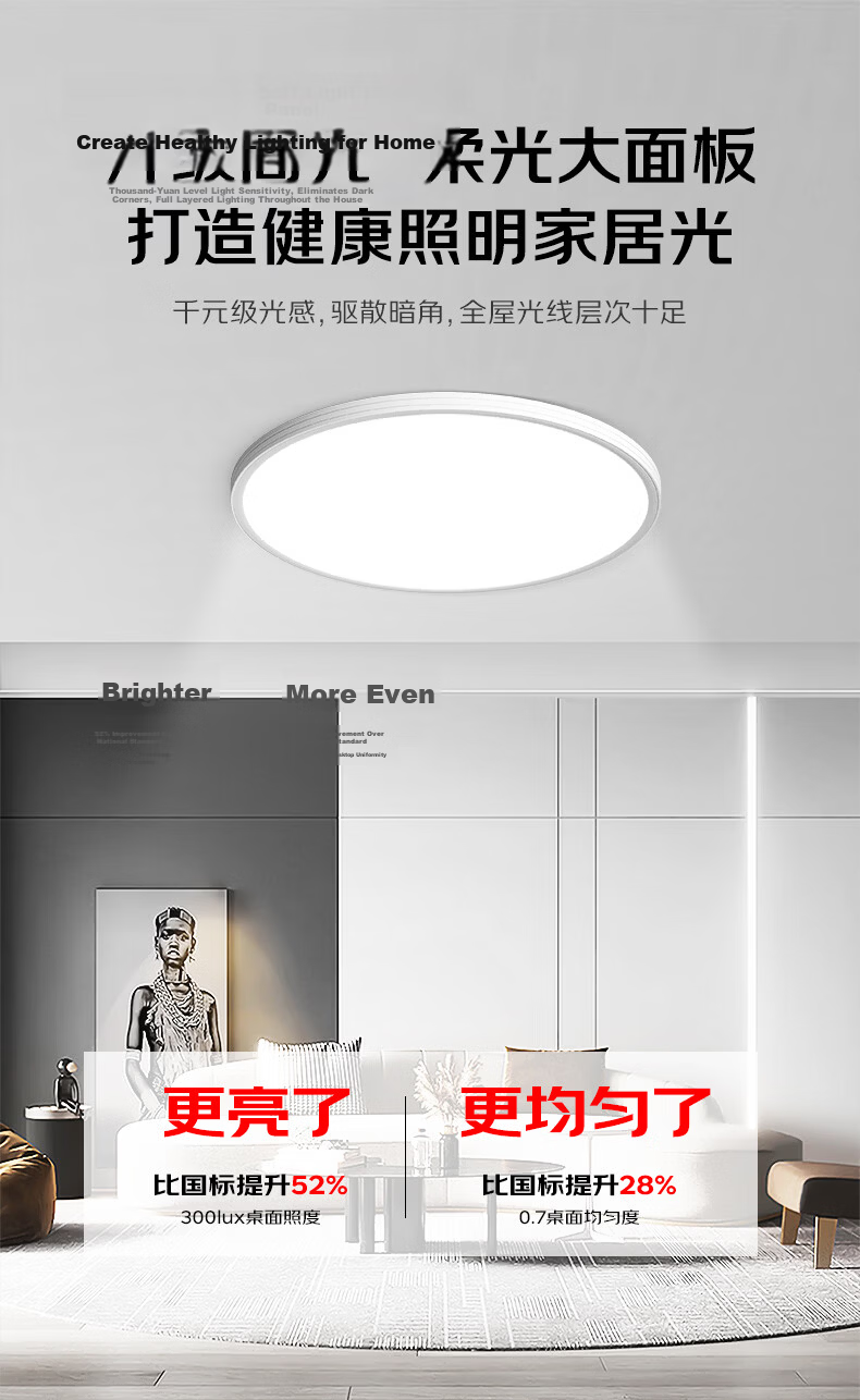AOC Aluminum Eye-Care Ceiling Light Seamless LED Minimalist Ultra-Thin Bedroom Study Lamp 30cm Tri-Color with Installation Package 7