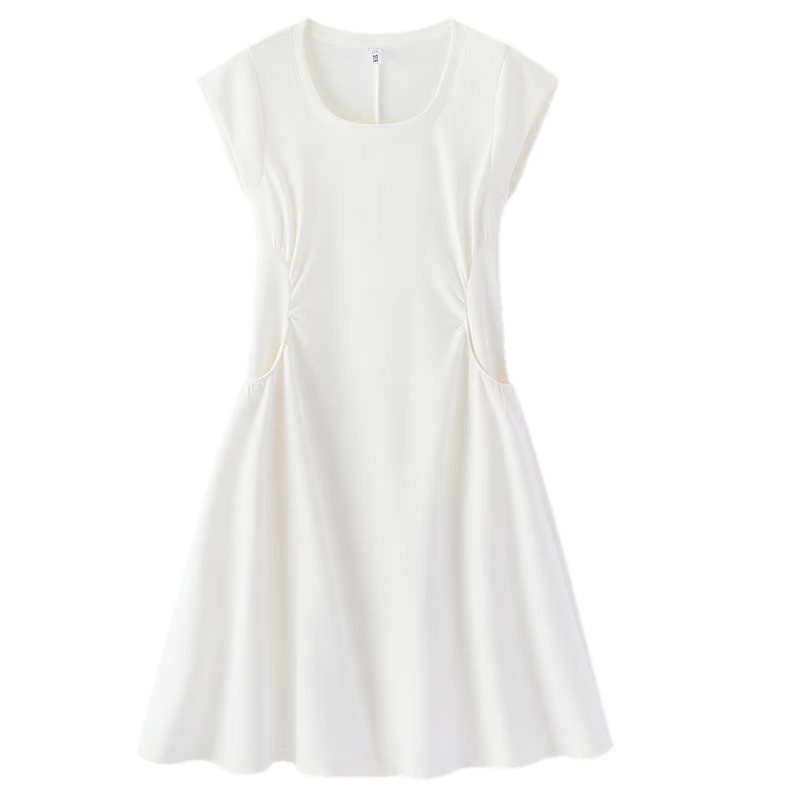 Semir Women's Summer Dress U-Neck Solid Color Pleated Short Sleeve Short Skirt 2026 Minimalist Design 109326114005