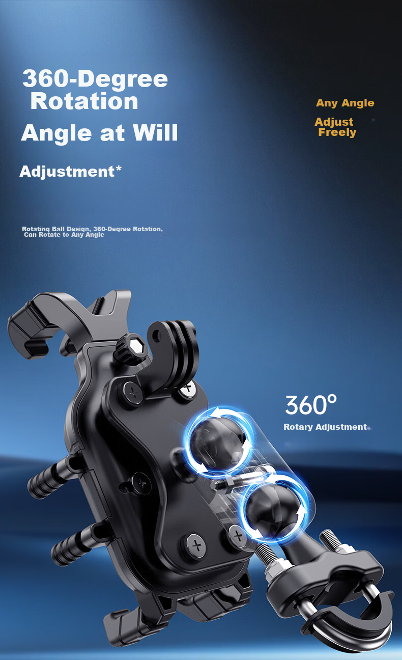 Puji Rice Electric Vehicle Phone Holder Motorcycle Delivery Rider Mobile Phone Bracket Scooter Electric Bike Navigation Mount Cycling Equipment Universal 4