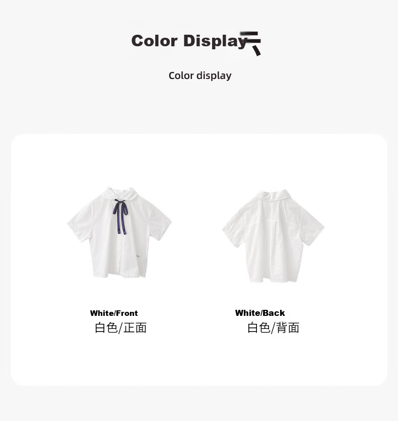 YOJIA Girls' Short Sleeve Shirt Summer Stylish School Style Kids' Top Children's Shirt 120 White 13