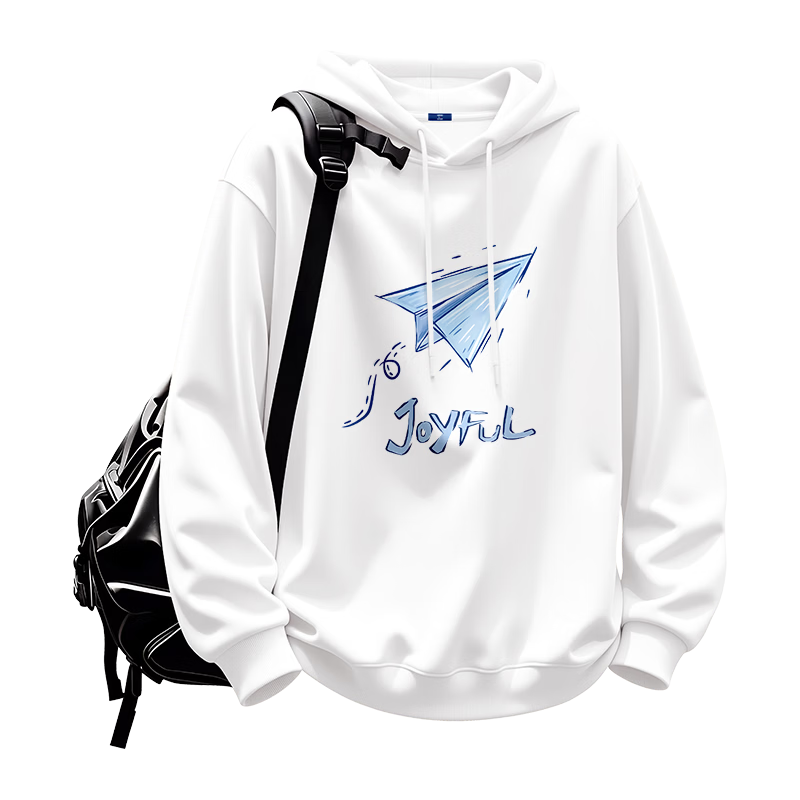 GENIOLAMODE Men's Hoodie, Trendy Simple Fashion Casual Versatile Youth Pullover, Autumn Top Clothing, White, 3XL