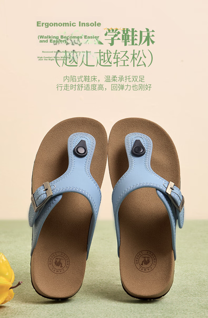 CAMEL Women's Beach Sandals Simple Casual Toe-Post Buckle Birkenstock Style L26M504036 Off-White 37 9