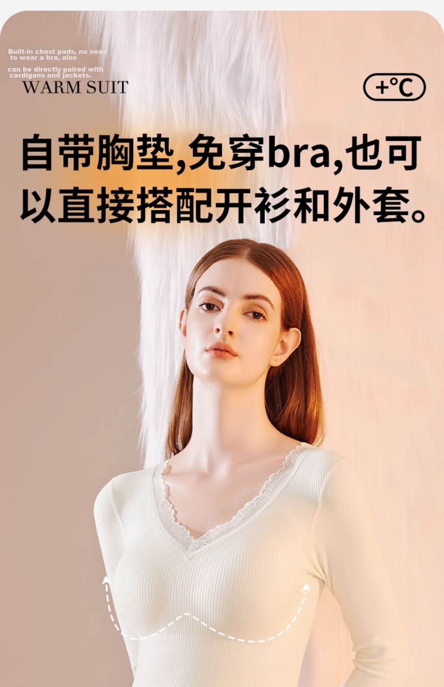 Miiow Wool and Silk Base Shirt with Built-in Bra Pads Thermal Underwear for Women 6
