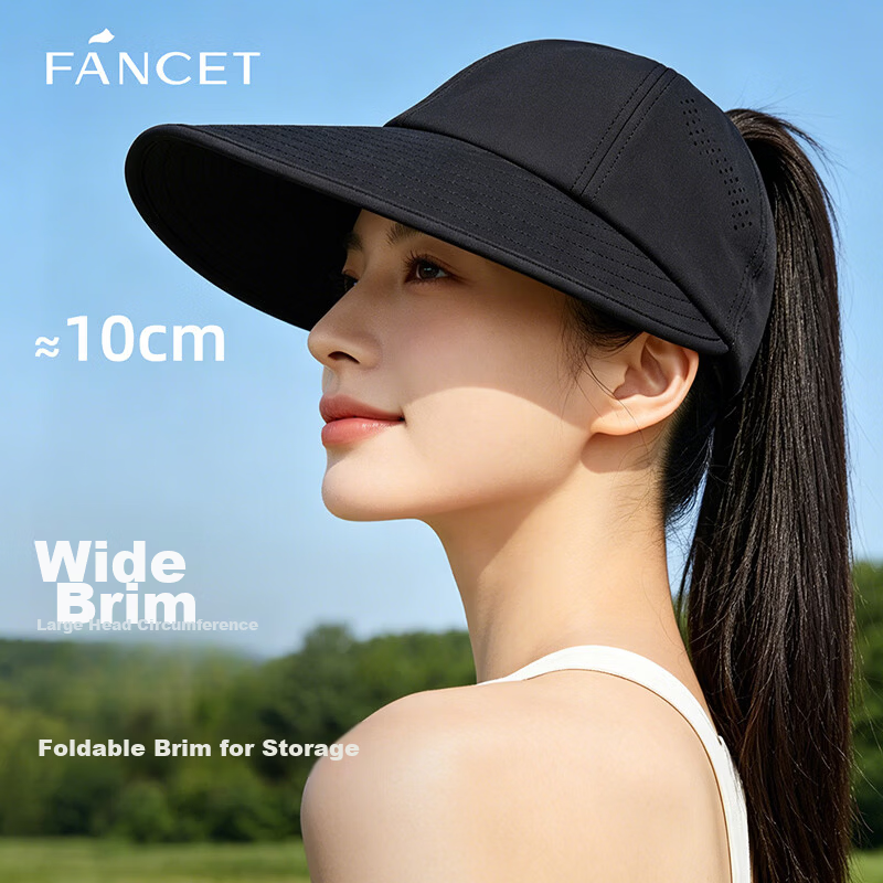 FANCET Women's Summer Sunshade Hat Large Brim UV Protection Sunscreen Outdoor Golf Baseball Cap Cooling Ponytail Hat