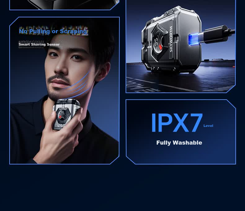 Skyworth Electric Shaver JA12 Mecha Series Portable Fast Charging Floating Blade Washable Men's Gift for Boyfriend Husband Father Graduation Gift 4
