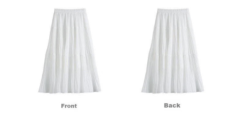Sllsky Bohemian Chiffon Pleated Midi Skirt Women Summer Lightweight Beach Vacation A-Line Cake Skirt 33