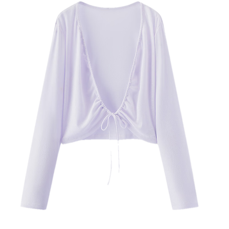 Semir Women's Summer Short Slim Fit Faux Linen Solid Color Drawstring Cardigan with Bow 2026 Cover-up 109326108001
