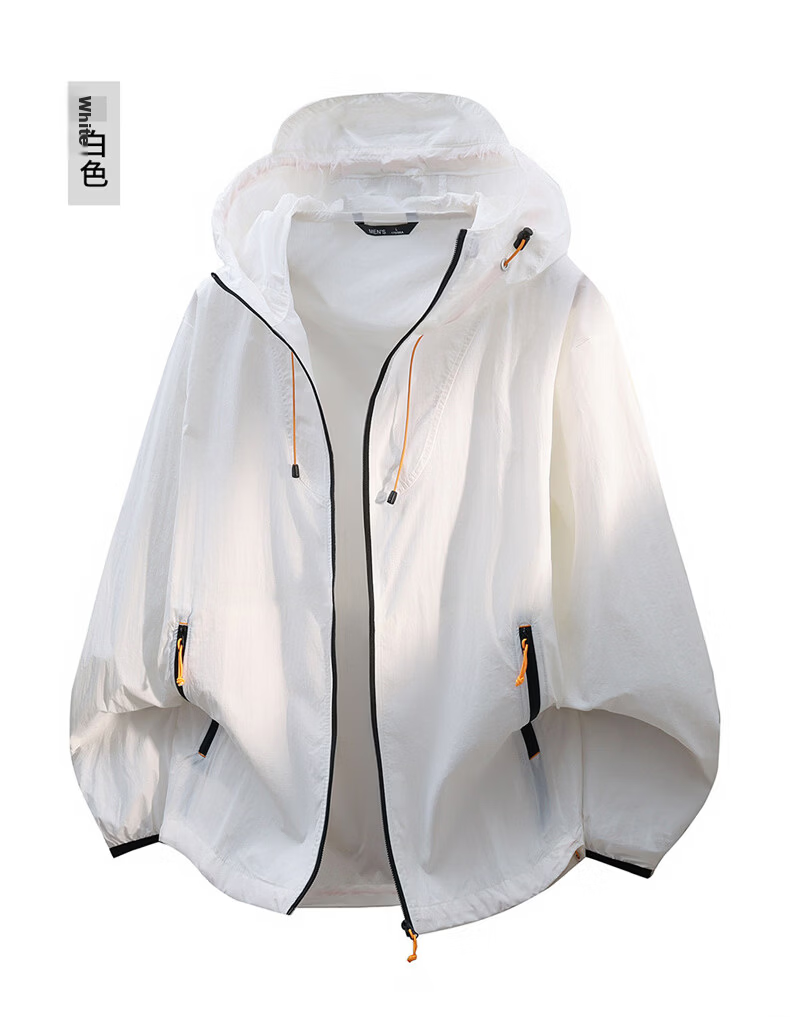 :CHOCOOLATE IT Summer Lightweight Casual Breathable Sun Protection Skin Jacket Unisex Loose Hooded Coat Light Khaki S 13