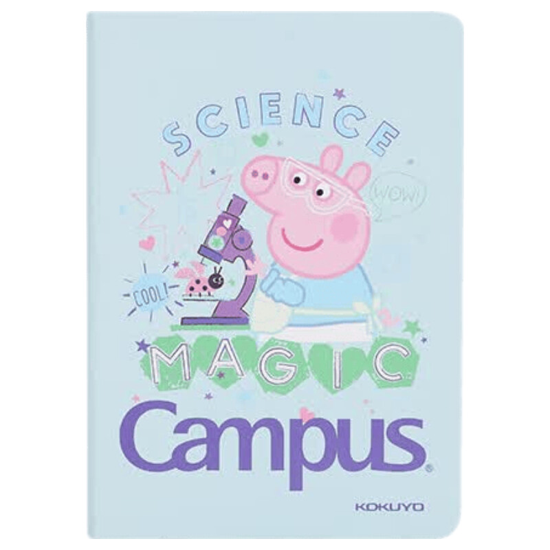 KOKUYO A6/100 Sheets Single Book Campus Peppa Pig Co-Branded Wirebound Hardcover Notebook, Thickened Easy-To Notebook, Light Blue WSG-NB7ME610
