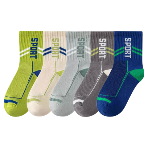Mianmanman Children's Socks for Boys, Xinjiang Cotton, Summer Thin Mesh Breathable Odor-Resistant Anti-Mite Socks for Older Children And Students, 7 Pairs TT
