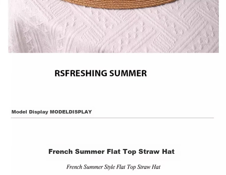 HAOGUAN Women's New Summer Sun Hat French Flat Top Straw Hat Slim Face Beach Sun Protection Hat 15