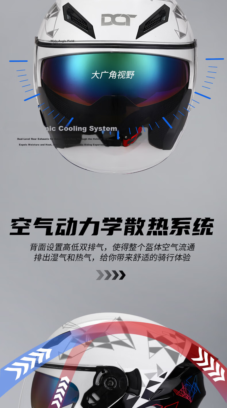 YEBAO New National Standard 3C Certified Class A Unisex Electric Motorcycle Helmet Warm Windproof Safety 3/4 Helmet Glossy Black L 4