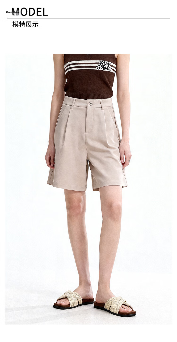 ENC Summer Women's High-Waist Blazer Shorts Korean Style Simple Lenzing Lyocell Skin-Friendly Comfortable Lightweight Casual Bermuda Shorts 6