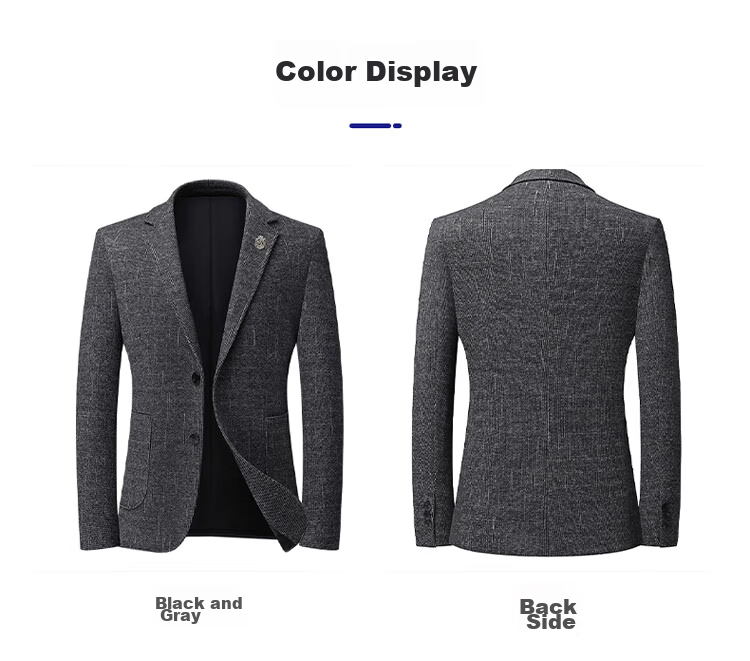ROMON Men's Autumn Business Slim Fit Suit Jacket Professional Formal Wear Wedding Attire Father's Day Gift 8