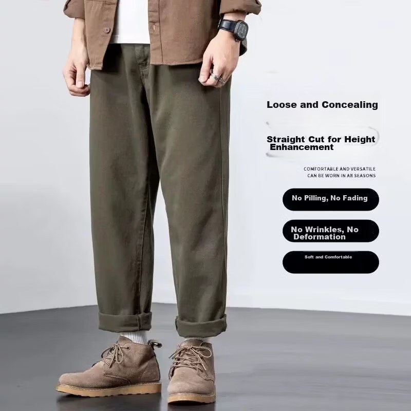 LangSha Men's Work Pants Loose Fit American Vintage Fashion Straight Leg Trendy Casual Versatile Long Pants 2