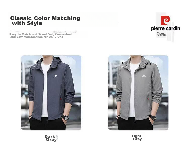 Pierre Cardin Sun Protection Jacket for Men, Summer Ice Silk Breathable Coat, UV-Resistant Quick-Dry Skin-Friendly Outerwear, Men's Clothing, Dark Gray, Size M 6