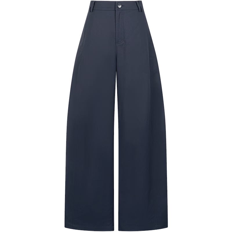 Yixiang Liying Curved Blade Casual Pants 2026 Summer New High Waist Slim Banana Pants Long Pants Navy Blue 165/66A/L