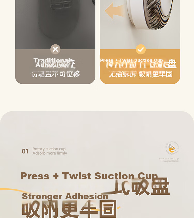 Ecoco Suction Cup Bathroom Hook Six-Claw Rotating No-Drill Wall-Mounted Bath Ball Hair Tie Storage Rack Adhesive Hook Kitchen Utensil Holder 18