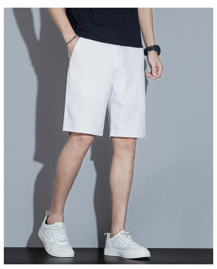 Pierre Cardin Men's Summer Shorts Lightweight Loose Casual Five-Point Mid-Length Pants New Trend High-End Dress Pants Off-White 28 13