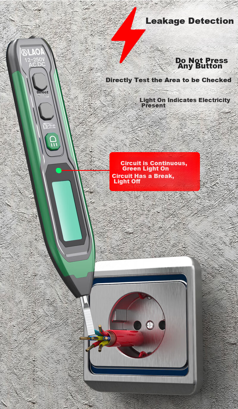 LAOA LA514101 Non-Contact Voltage Tester Pen Inductive Electric Test Pen for Live and Neutral Wire Breakpoint Detection 9