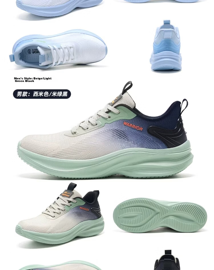 Warrior Women's Sports Shoes 2026 Summer New Soft Sole Breathable Mesh Lightweight Running Shoes 5401 White Size 38 35