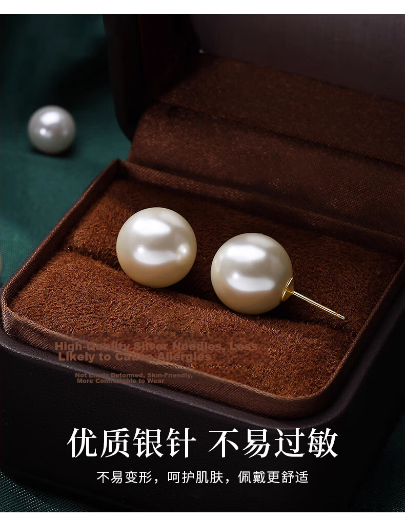 Zhou Baifu Pearl Silver Stud Earrings for Women Luxury High-End Earrings Jewelry Qixi Valentine's Day Gift for Girlfriend 3