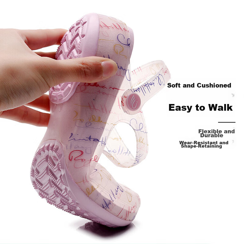 Afnoti Printed Clog Women's Closed-Toe Non-Slip Thick-Soled Beach Shoes Summer Breathable Outdoor Sakura Snow Gold Size 39 4
