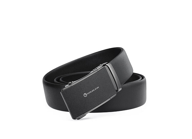 Goldlion Men's Leather Belt with Matte Automatic Buckle, Business Fashion Trouser Belt Gift Box, Birthday Present 17