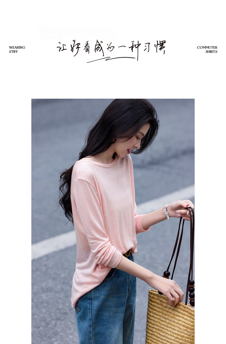 Demana Breathable Tencel Spring Elegant Round Neck Tie Back Slimming Conceal T-Shirt for Women Premium Feel 13