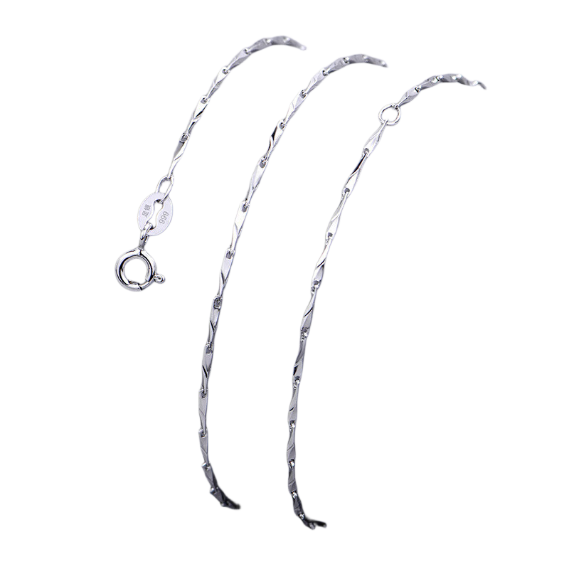Dijing 999 Sterling Silver Necklace for Women, Single Chain without Pendant, Collarbone Chain, Plain Chain, Student Neck Chain, Thin Chain, Elegant And Luxurious