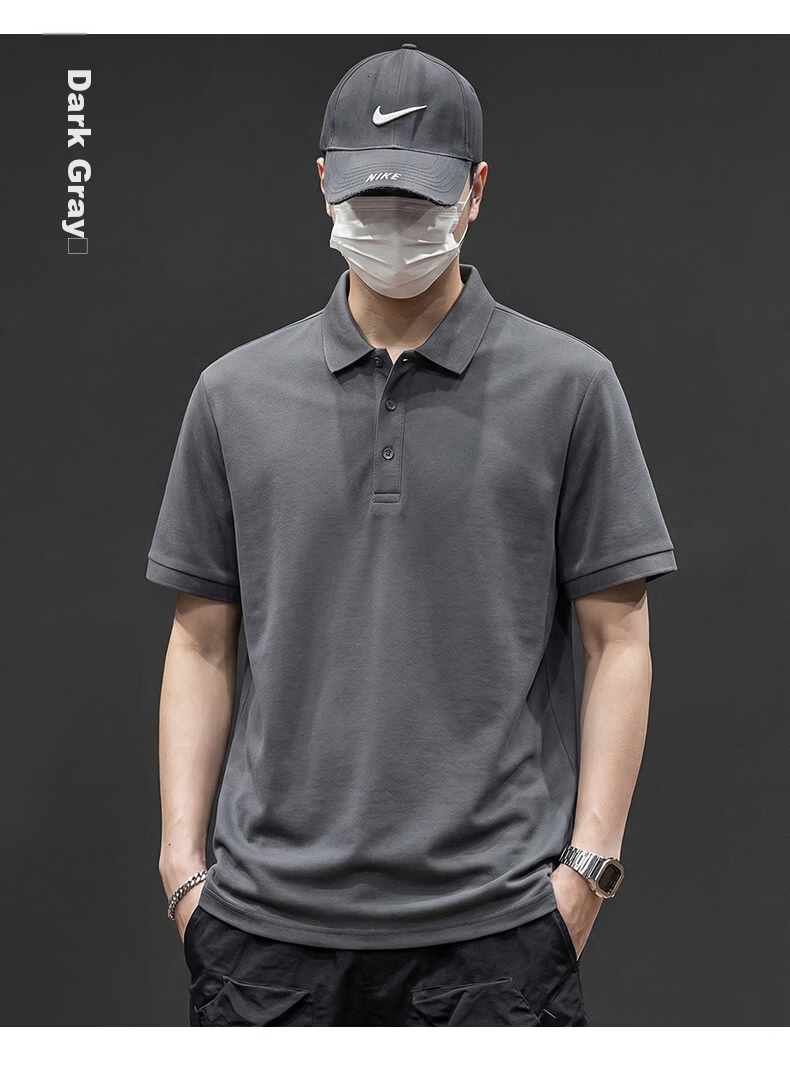 Jeanswest Men's Short Sleeve Polo Shirt 2026 Summer Mint Cool Casual T-Shirt Base Layer Men's Light Gray 3XL 14
