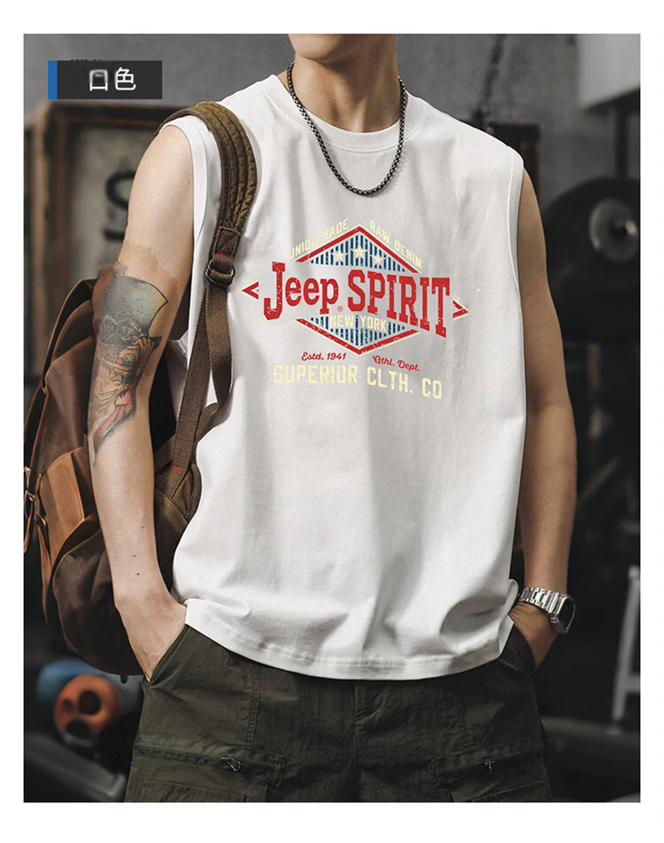 JEEP SPIRIT Men's American Vintage Sleeveless Vest Summer Lightweight Cotton Printed Tank Top Gray L 17