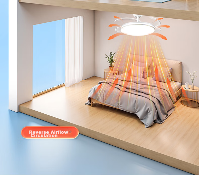 Dell Invisible Fan Light Eye Protection Fan Light Large Airflow Fan Light for Dining Room Living Room Bedroom with Electric Fan Integrated Silent Fan Light 21