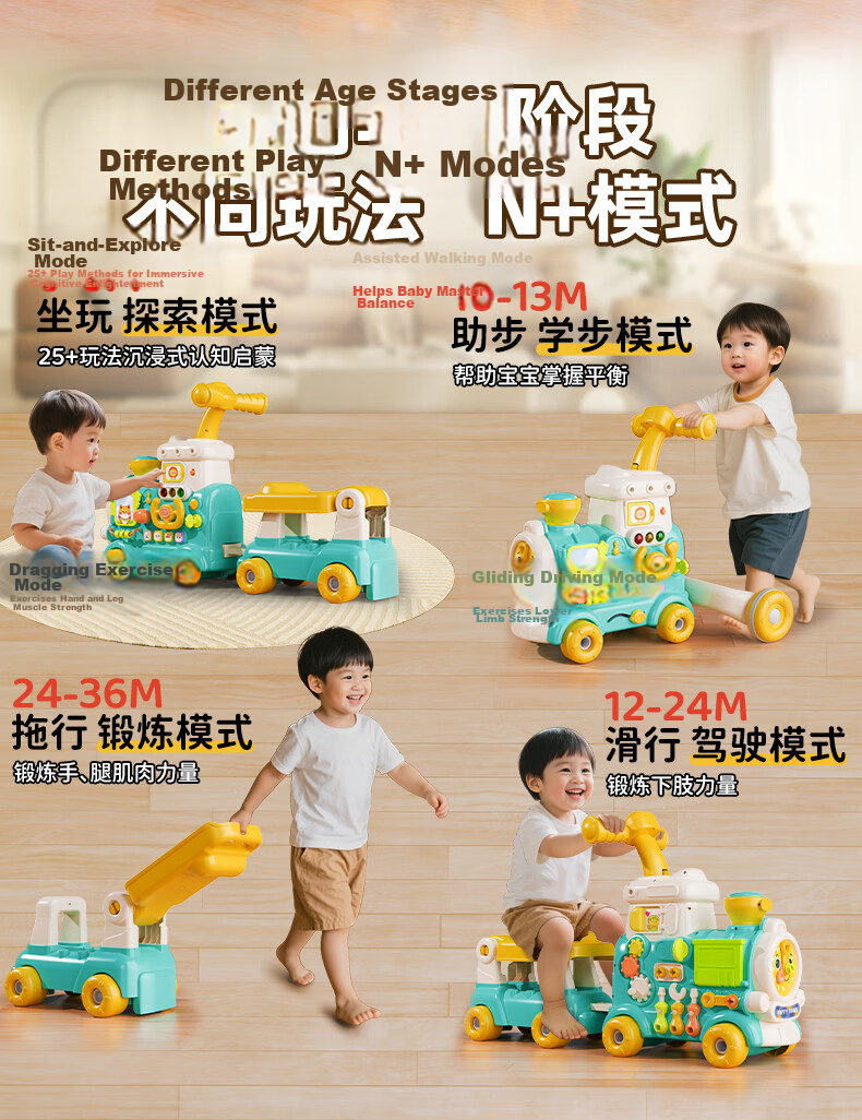 DEERC Baby Walker O-Leg Prevention Train Push Toy 0-3 Years Toddler Walker Birthday Gift 3