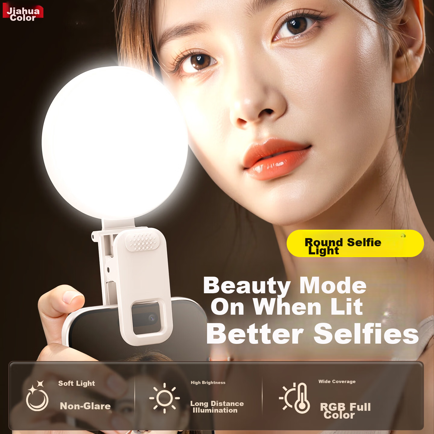 JIAHUACAI Mini Portable LED Pocket Fill Light for Mobile Phone Selfie Live Streaming Photography Camera Lighting Small Outdoor Travel Handheld Beauty Tofu Light